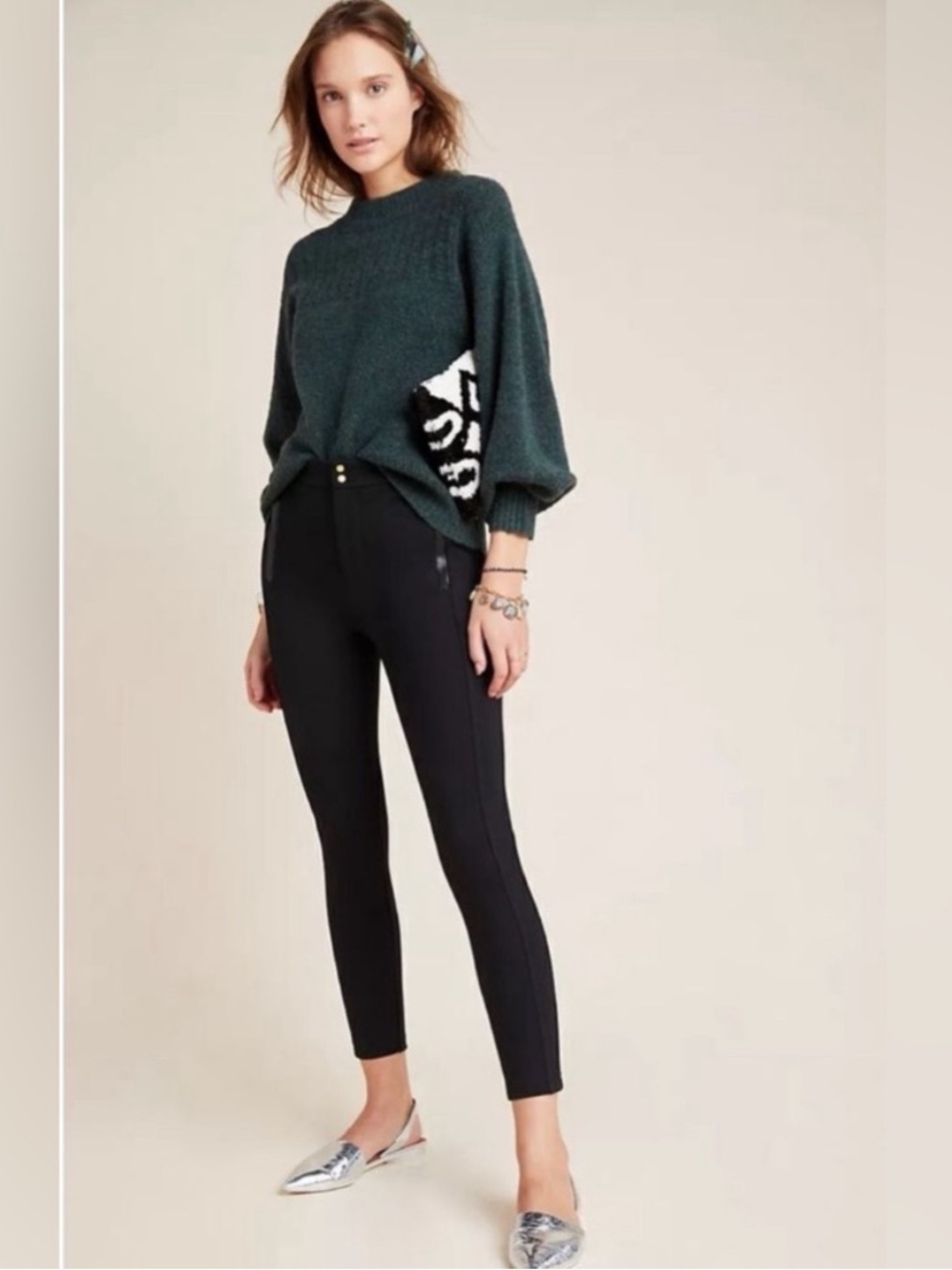 NWT Anthropologie The Essential Slim Ponte Black Pants Size 12